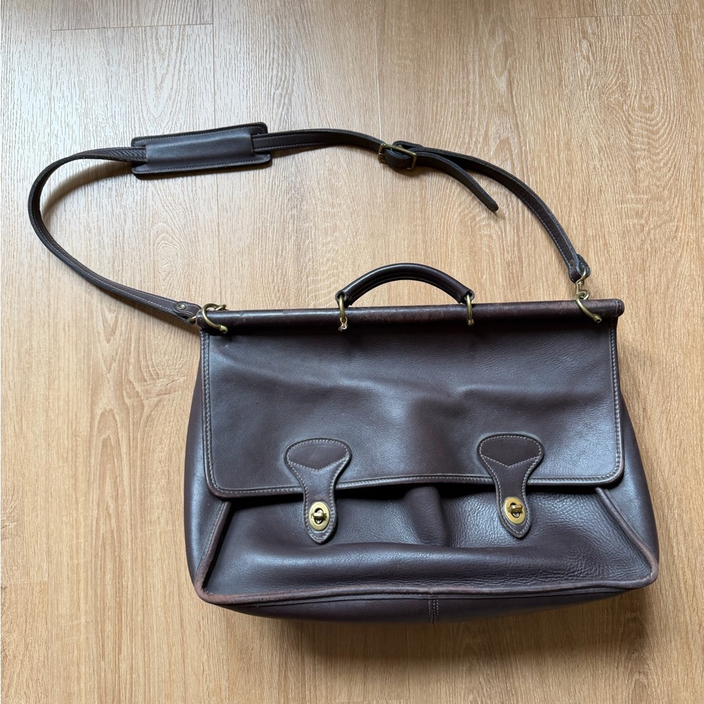 Jack Georges Leather Messenger Bag VTG Shoulder Briefcase Brown Travel Casual